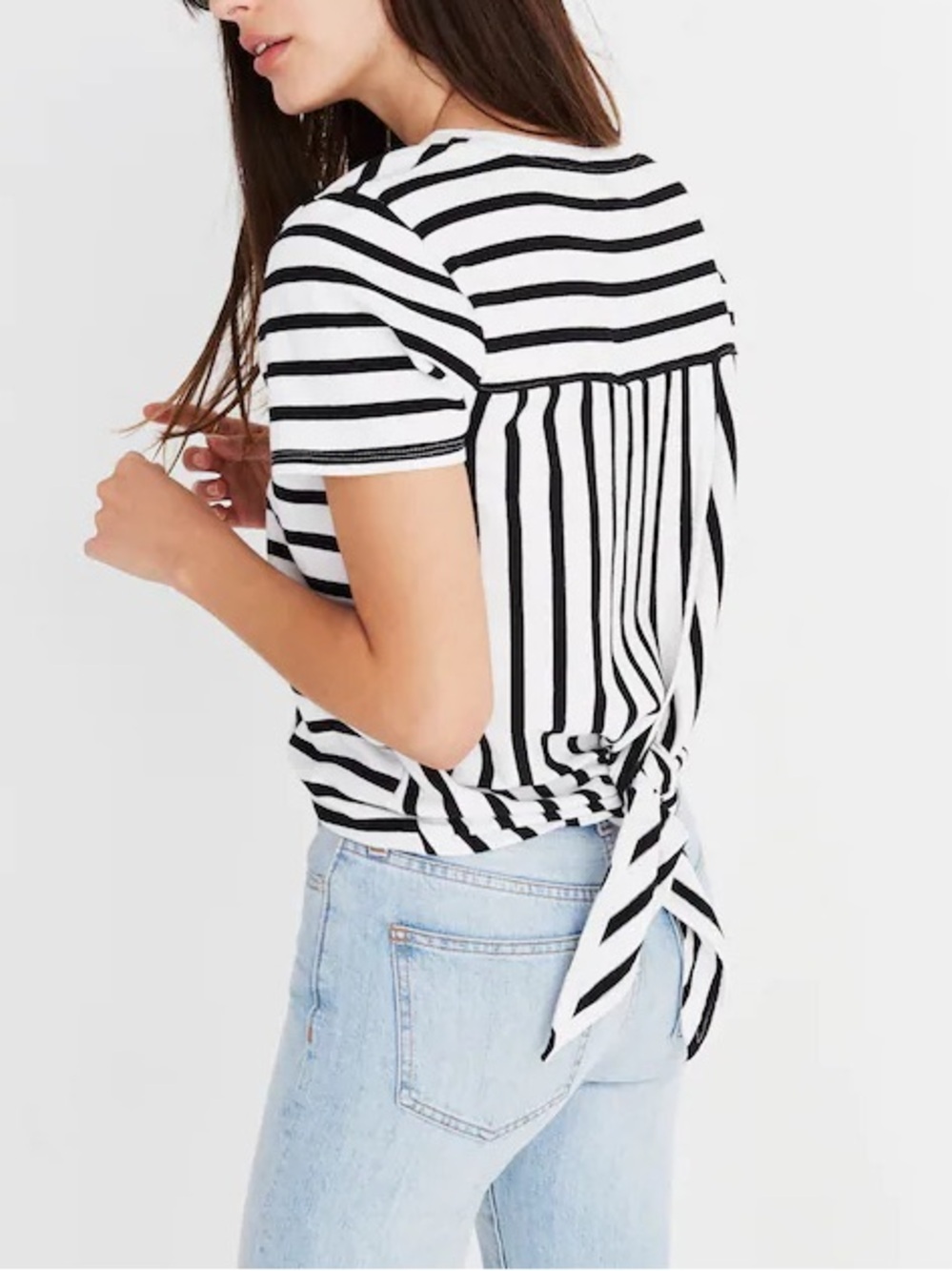 Madewell Striped Tie-Back Tee - Black & White